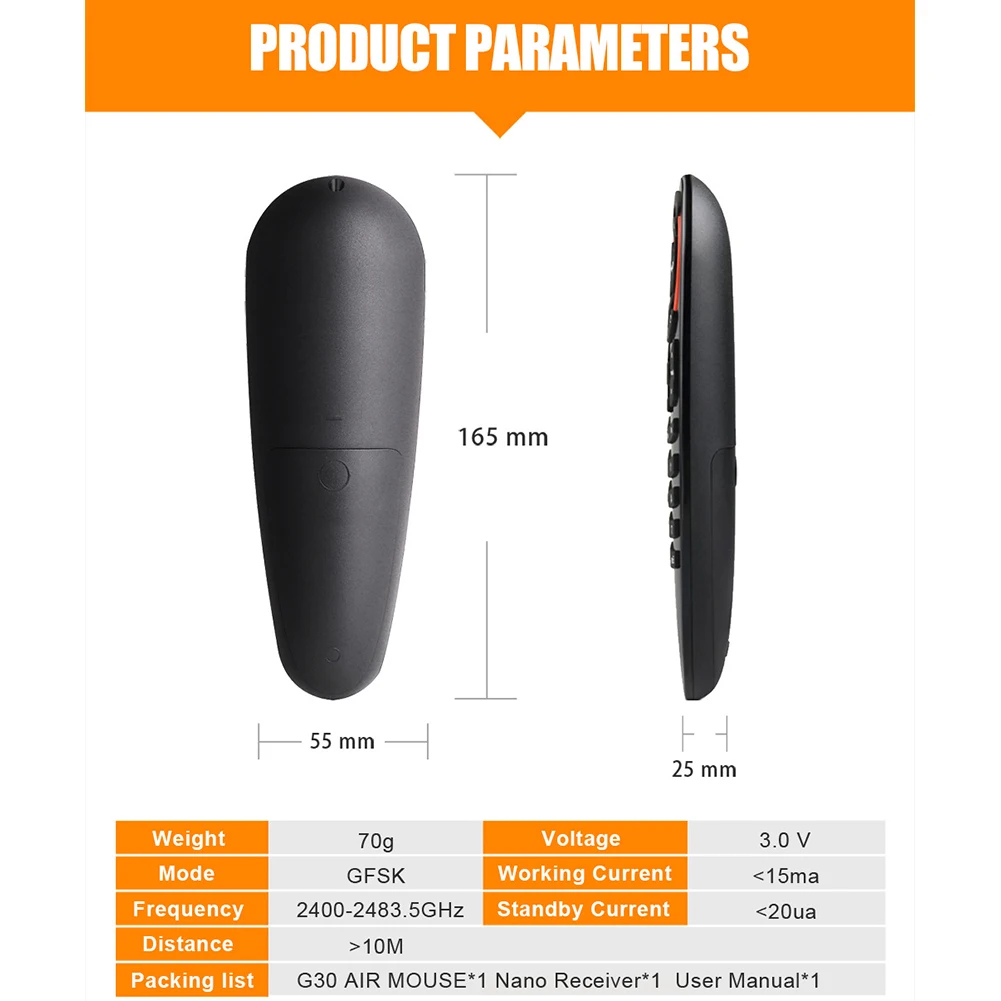 G30 2,4 ГГц портативная клавиатура для ПК практичная воздушная мышь мини Универсальная беспроводная батарея с голосовым контролем питание 2Key 33Key гироскоп
