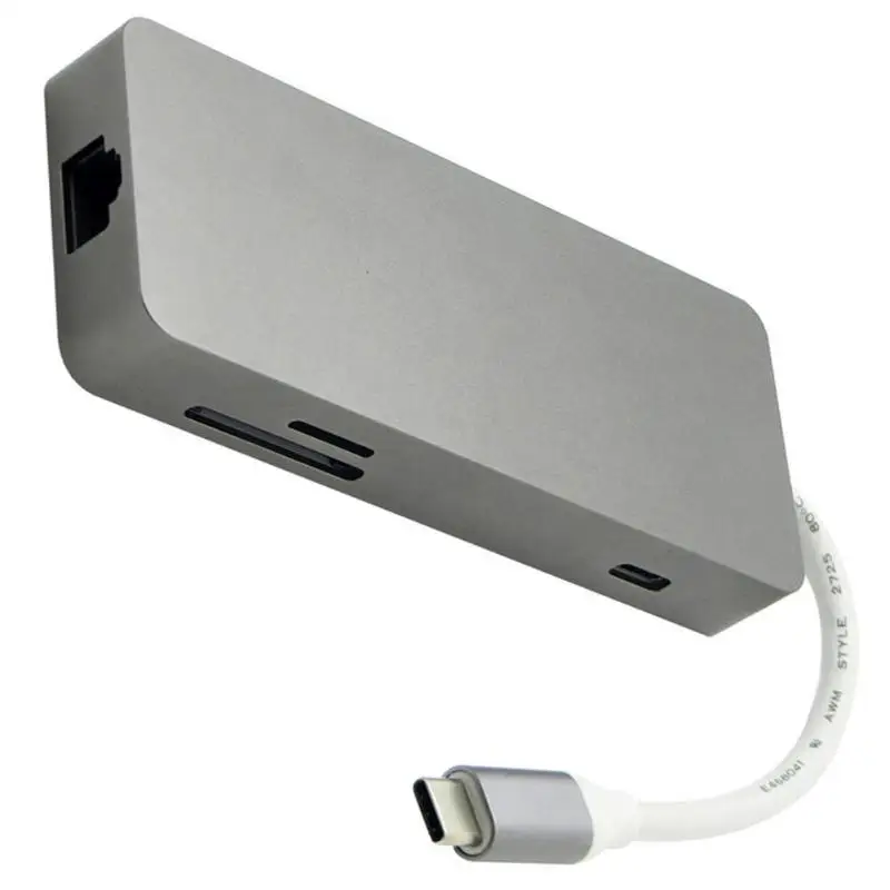 Портативный 7 в 1 USB 3,1 переходник type C Зарядка USB 2,0 USB 3,0 2K HDMI LAN TF кардридер адаптер Поддержка Windows MacOS