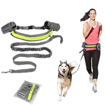 

Hand Free Elastic Puppy Dog Leash Adjustable Padded Waist Reflective Running Jogging Walking Pet Lead Belt With Pouch Bags