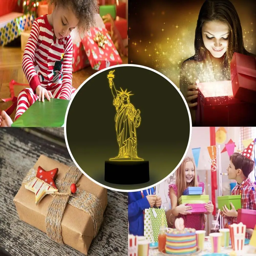 NiteApps 3D Статуя Свободы ночник настольная Иллюзия украшение лампа подарок на день рождения приложение/сенсорный контроль