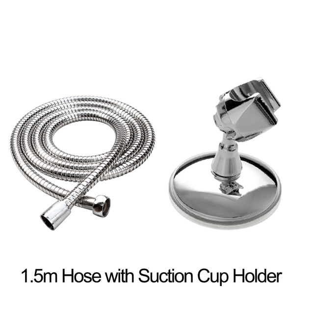 Bathroom Shower Head Hose Holder Set 1.5m Chrome plated 2 meter Commen Pipe with No Drill Bracket Shower Head Accessory