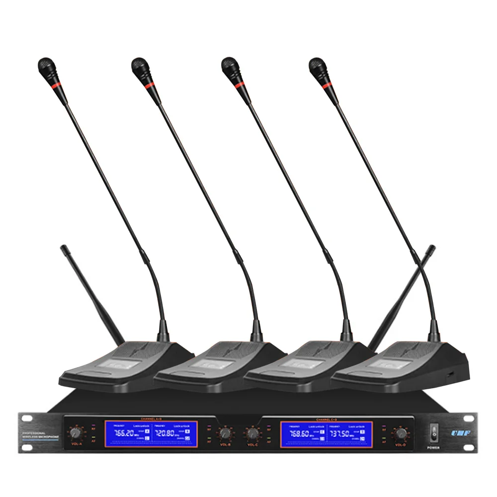 ORBAN Профессиональная Беспроводная микрофонная система UHF4 канал 2 гарнитура конденсатор наушники караоке 2 ручной микрофон - Цвет: Синий