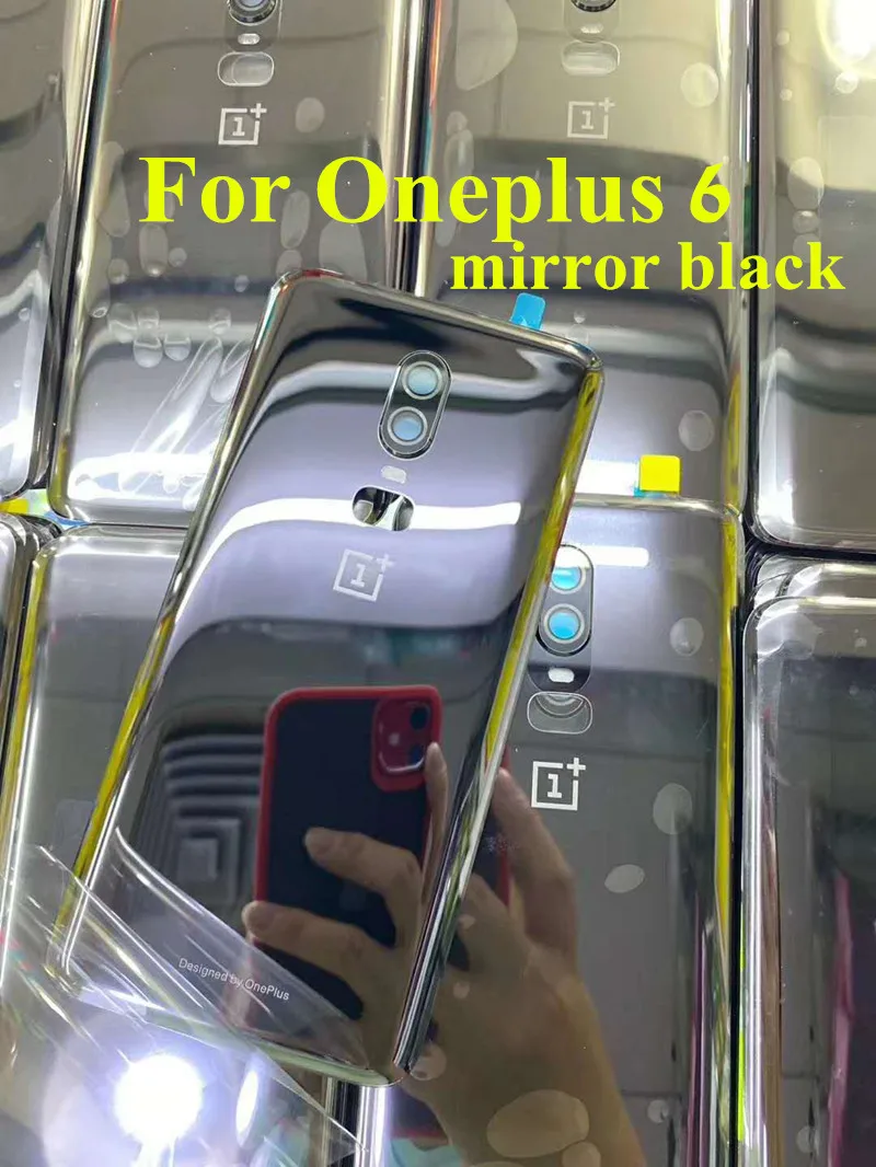 Задняя крышка из 100% оригинального стекла для Oneplus 6 1 + черный зеркальный чехол на