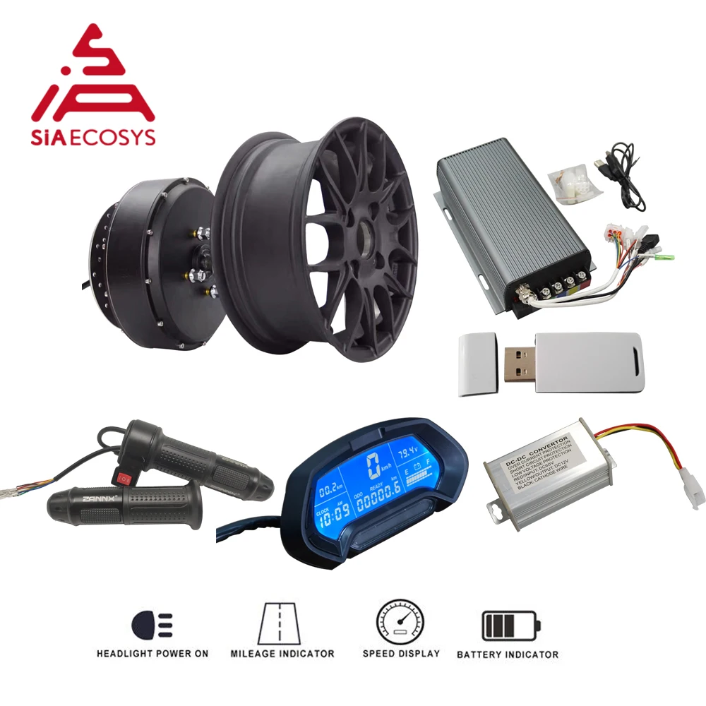 US $818.00 SIAECOSYS QS 1250inch 5000W V4 DualSingal Shaft Detachable In Wheel Hub Motor Kits with Sabvoton 72200 Sine Wave Controller