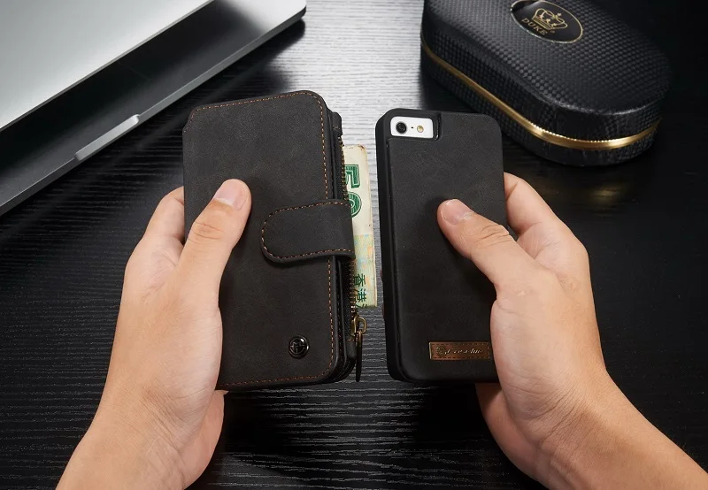 Чехол-кошелек в стиле ретро, роскошный флип-чехол для iphone 5, 5S, SE, 6, 6 S, 7, 8 Plus, X, XS, Max, XR, 2 в 1, многофункциональный держатель для карт, чехол для телефона