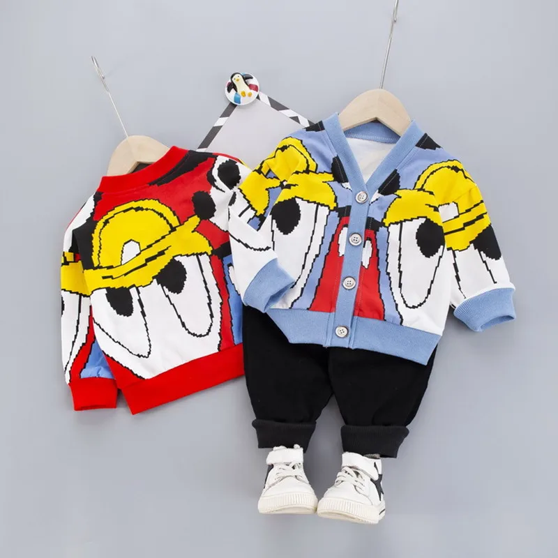 Children 2020 Spring Cardigans Sweater +Pants Baby Clothes Suit Sets Boy Girls Kids Korean-style Casual Two-Piece Set Clothing