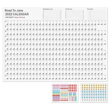 Calendrier annuel 2022 avec autocollants, calendrier mural Simple, 365 jours, organisateur, planification de l'apprentissage