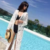 2022 Dress Beach White Lace Summer Maxi Dress Women Long Sleeve Beach Cover Up Sexy See Through Boho Bikini Beachwear Cover-ups ► Photo 3/6