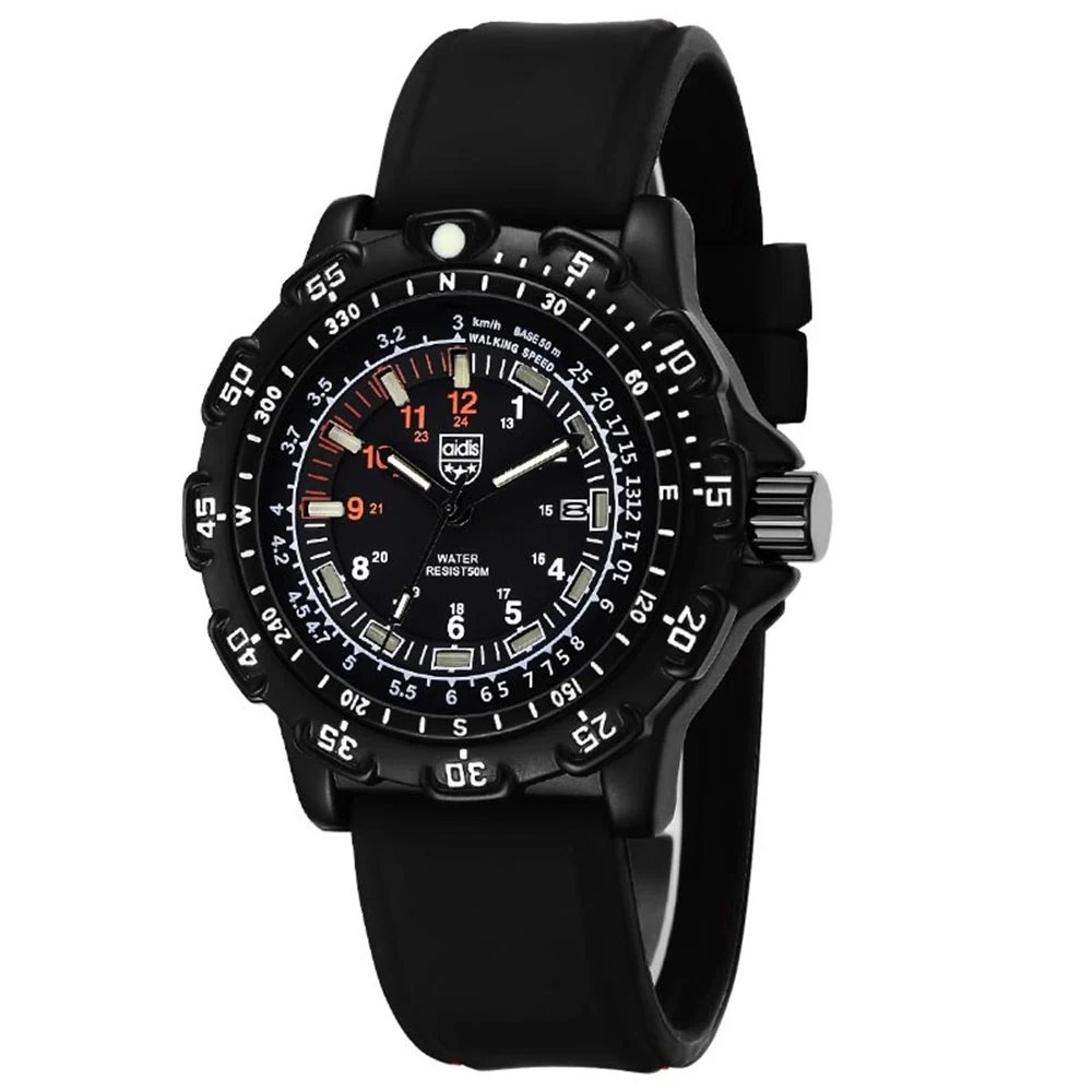 Top Brand Luxury Addies Men Watch Quartz Analog Hand Luminous Dial Display Casual Wrist Watches Men In Dark Like Tritium Clock