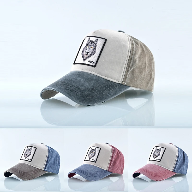 

VACIGODEN Unisex Animal Wolf Embroidered Baseball Cap Outdoor Sports/Travel Cotton Adjustable Sunhat Couple Hats Hip-Hop Gorras