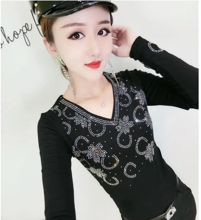 Алмазный Camisetas Mujer футболка Для женщин Стразы леди футболка Для женщин s футболки женские топ Vetement Femme в стиле «панк-рок»; одежда для детей;