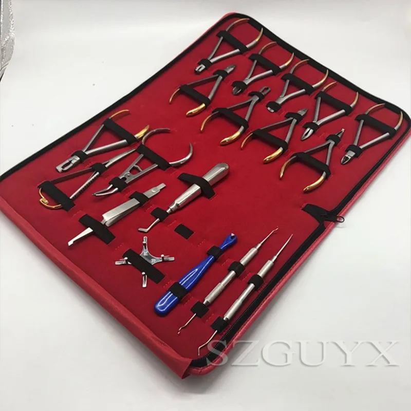 

Orthodontic 18 Piece Set Orthodontic Tool Oral Technician Orthodontic Complete Set Dental Stainless Steel Instrument