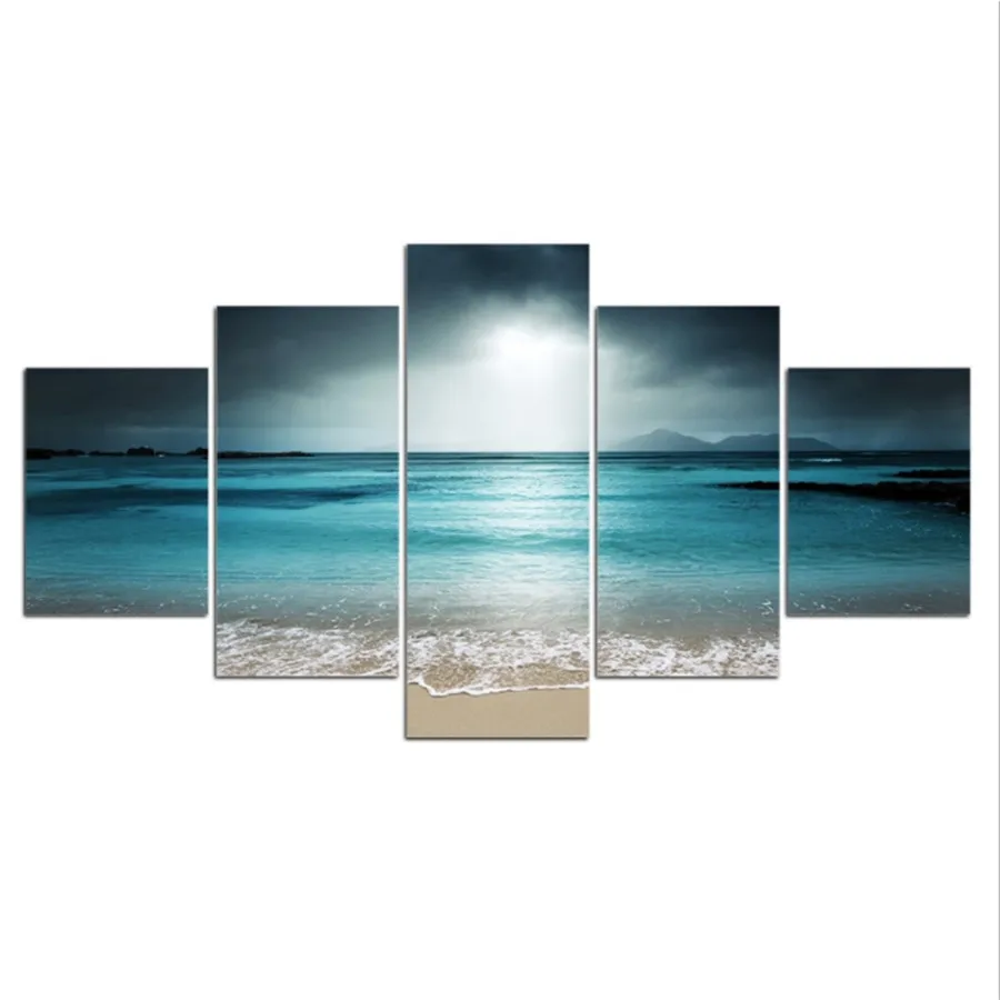 

New 5 Piece Canvas Art Picture Modular Sea Painting Modern Pictures on The Wall for The Kitchen Home Wall Art Decoration