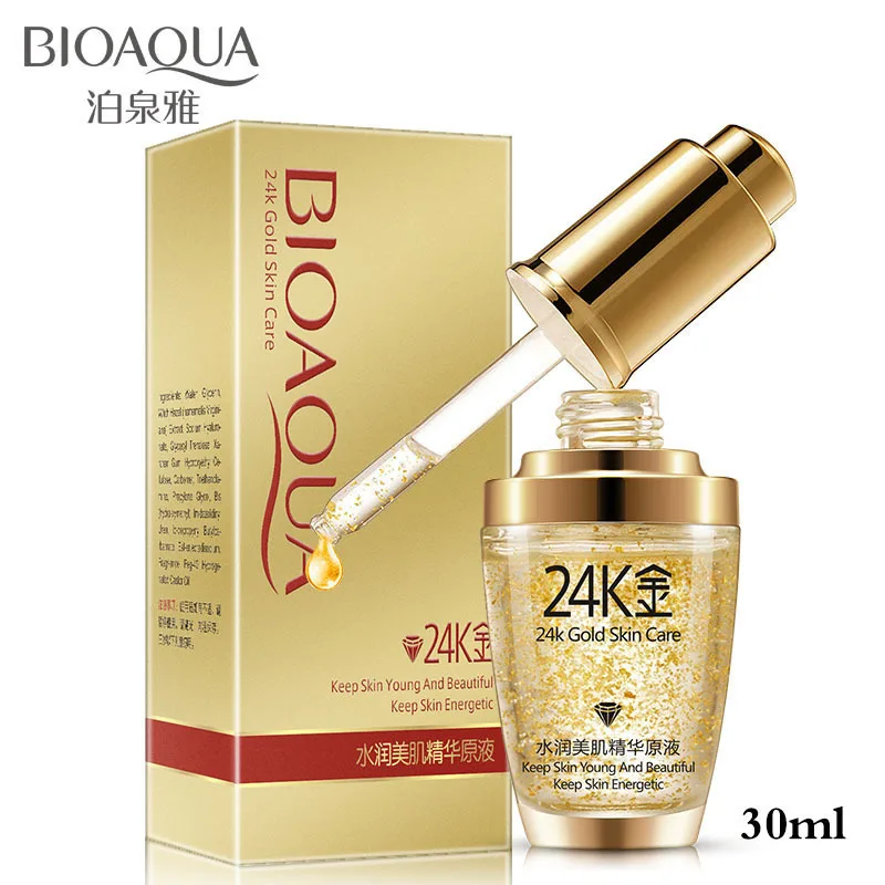 24K essence 30ml BIOAQUA 24 K золотой крем для лица отбеливающий увлажняющий 24 K золотой дневной крем увлажняющие средства для ухода за кожей лица лифтинг укрепляющая эссенция сыворотка - Вес нетто: 24K essence 30ml