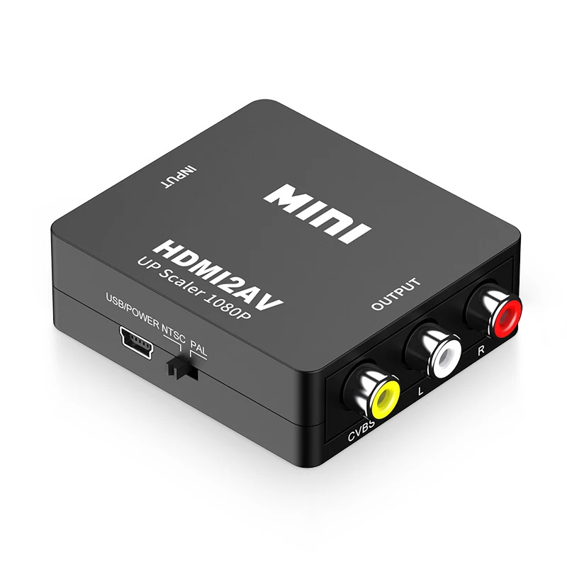 black Mostotal Mini HDMI в AV видео конвертер HDMI2AV HDMI в RCA AV/CVSB L/R видео 1080P Поддержка NTSC PAL для HDTV ПК ноутбука - Цвет: black