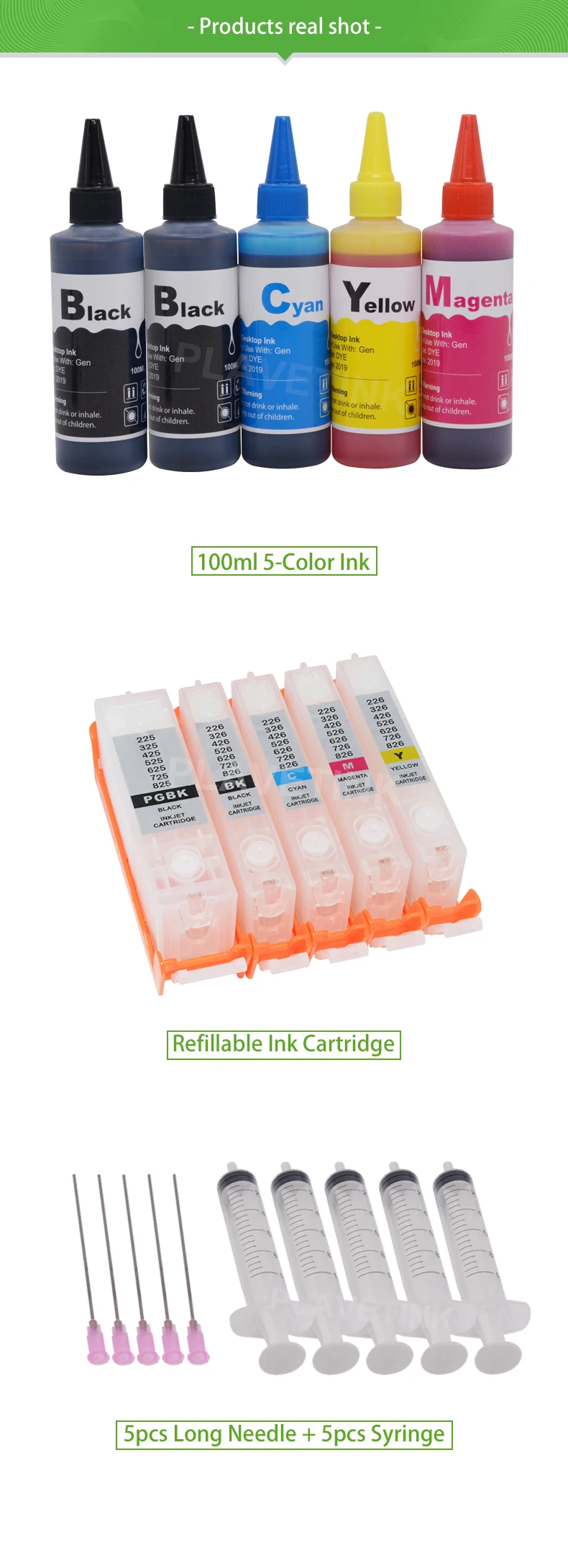Plavetink набор для наполнения чернил+ многоразовый картридж для Canon PGI 425 CLI 426 XL для принтеров PIXMA IP4840 IP4940 IX6540
