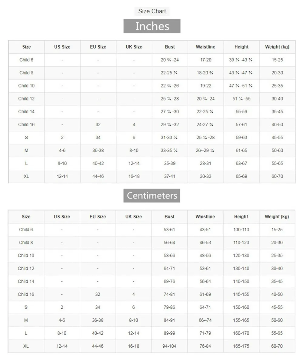 兰亭集势艺术体操服尺码表