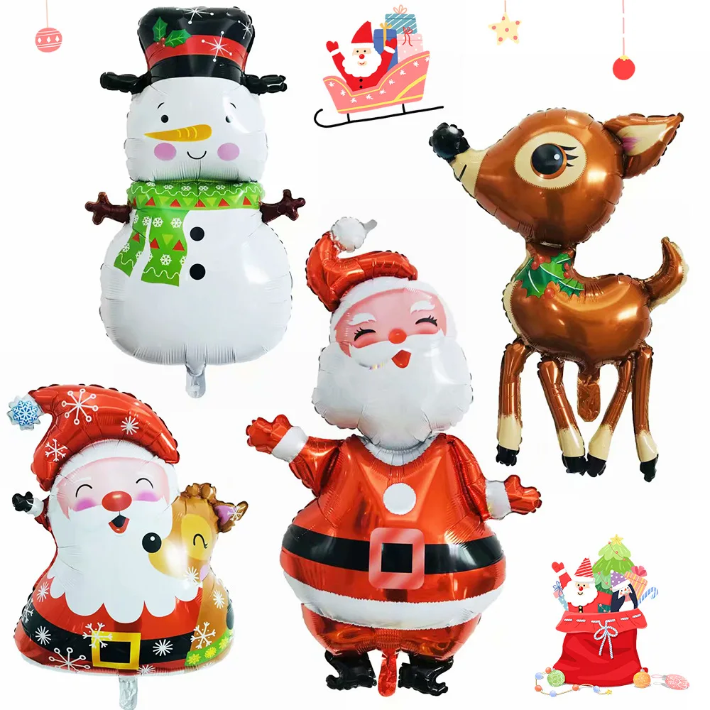 Воздушные шары из фольги Merry Christmas в виде Санта-Клауса снеговика оленя пингвина |