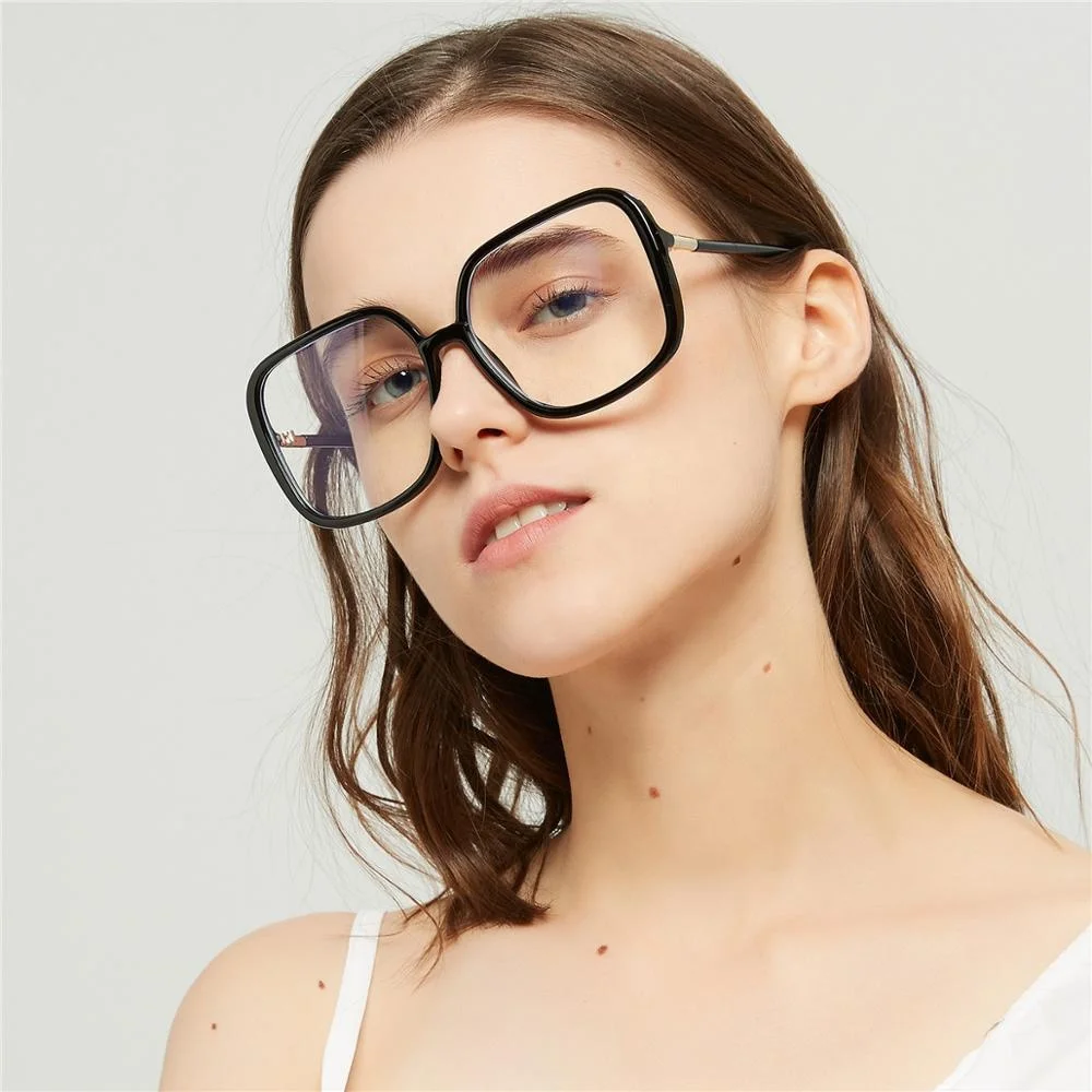 

2020 Unisex Simple Oversize Big Frame Eye Protection Computer Anti-blue Round Glasses Women Metal Glasses Luxury Futuristic