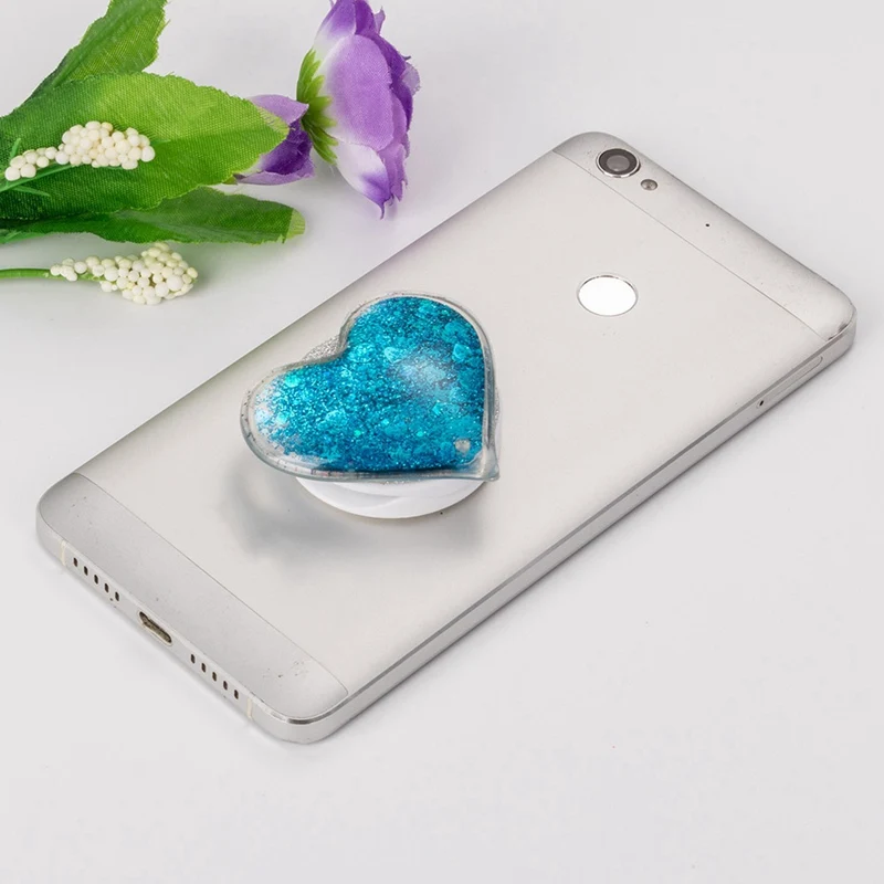 

Heart-shaped 3D Liquid Quicksand Multi-function Lazy Shatter-resistant Folding Paste Ring Buckle Mobile Phone Bracket Holders