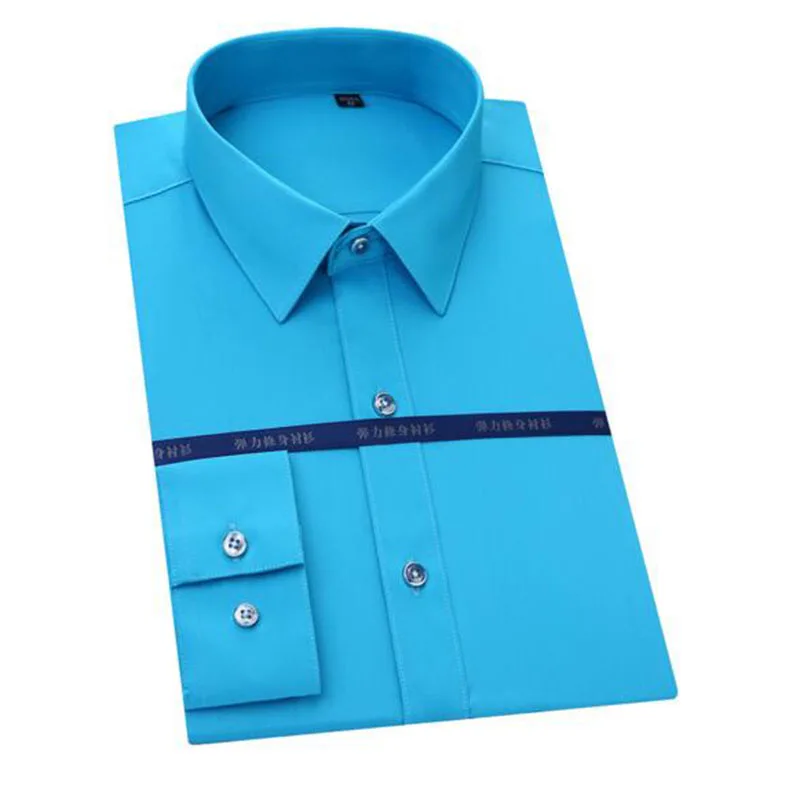 Деловое мужское платье однобортные рубашки Camisa, квадратный воротник не нуждается в глажке бамбуковое волокно эластичная рубашка весенняя одежда