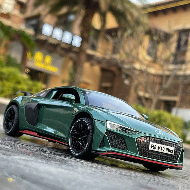 1:24 AUDI R8 V10 Plus Alloy Sports Car Model Diecasts Metal Toy Car Model High Simulation Sound Light Collection Kids Toys Gifts 2