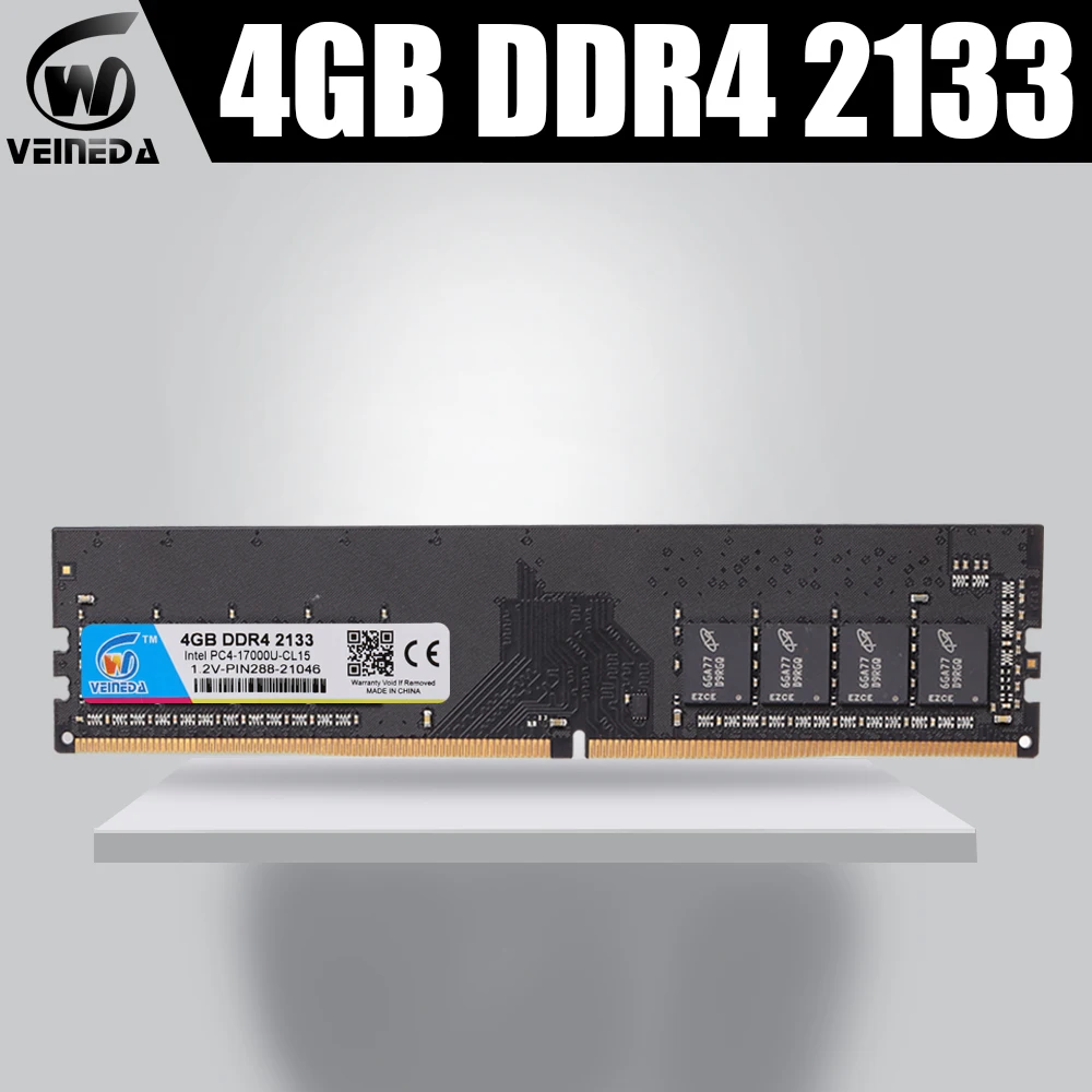 

VEINEDA Ram ddr4 4gb ddr4-2133 For dimm ddr4 ram memory compatible all Intel AMD Desktop PC4-17000 2400MHZ,2666MHZ 284pin