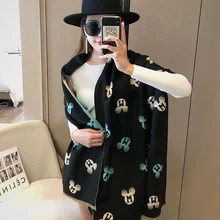 Scarf Winter Disney for Women Luxury Warm Shawls Wraps Lady Letter Print Thick Blanket