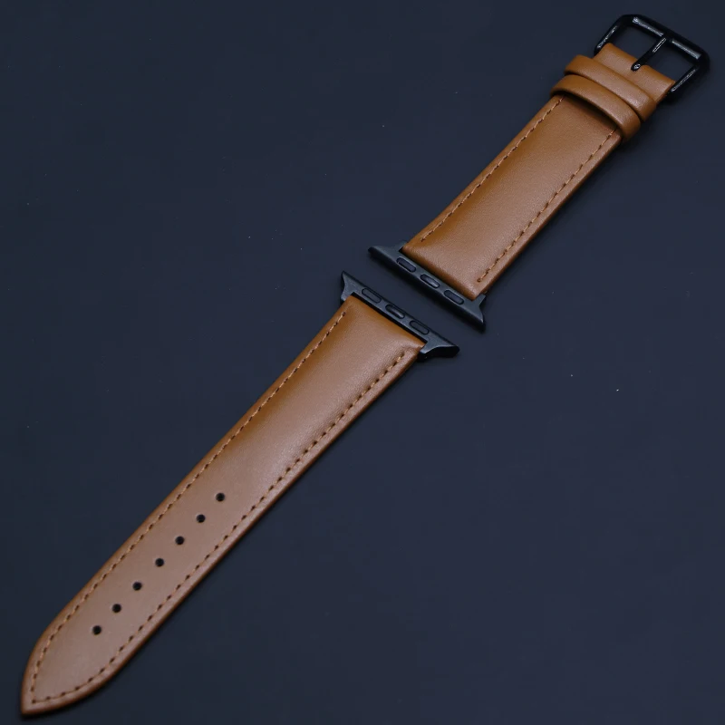 Коричневый кожаный ремешок для Apple Watch 4 3 2 1 38 мм 40 мужской часов iwatch 5 44 42 браслет |