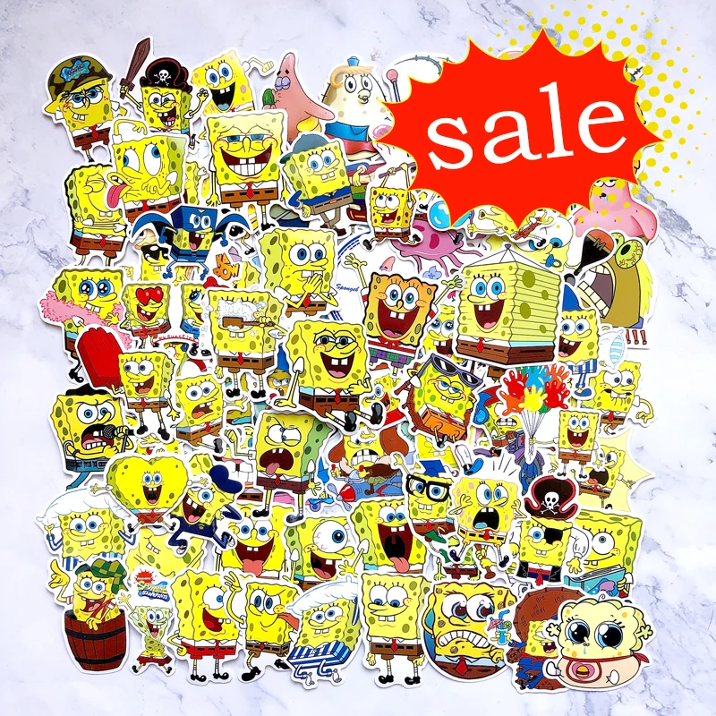 100Pcs/Pack SpongeBob Stickers Cartoon Graffiti Pegatinas For Motorcycle Notebook Laptop Luggage Bicycle Skateboard