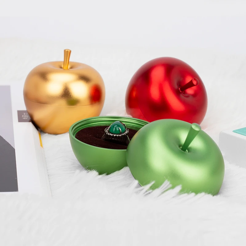 The New Listing Apple Shaped Mini Storage Box Metal Case Wedding Favor Organizer Container Jewelry Display Stand Gift Lovely