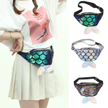 Новинка, женские разноцветные блестки, поясная сумка, нагрудный мешочек, сумка на ремне, хвост русалки, лучший подарок для девочек# R20
