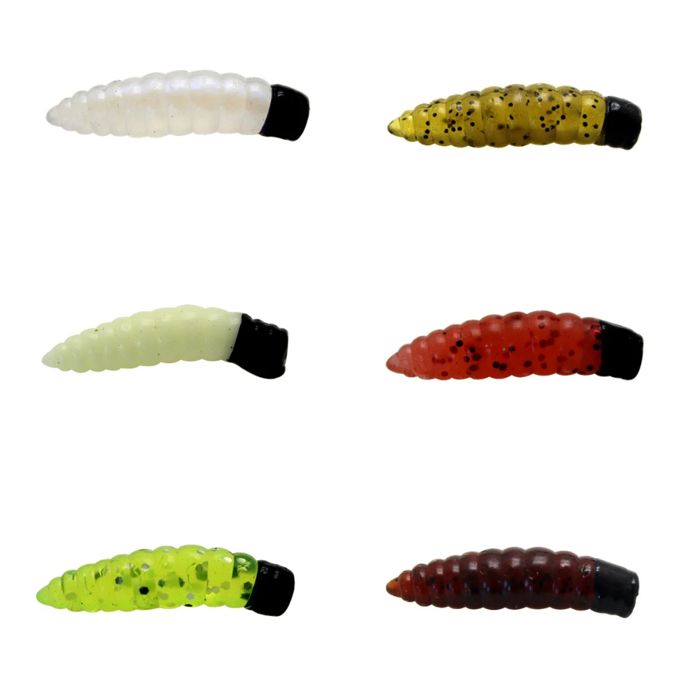  Outdoor 50Pcs Fishing Lure Soft Swim Baits PVC Insect Artificial Baits 2.5cm Bread Bug Worm Simulat