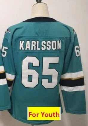 Все Прошитые Молодежные Детские трикотажные изделия Brent Burns Erik Karlsson Joe Thornton Logan от кутюр Joe Pavelski Evander Kane - Цвет: Серебристый