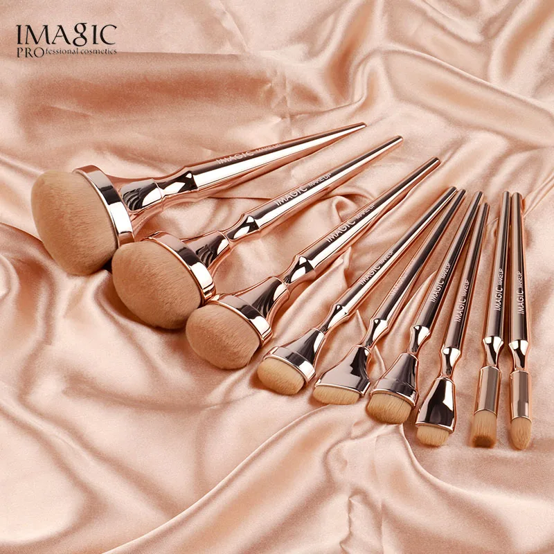 IMAGIC 9 шт. набор кистей для макияжа из мягкого нейлона, кисть для смешивания волос, металлическая ручка, профессиональный набор инструментов