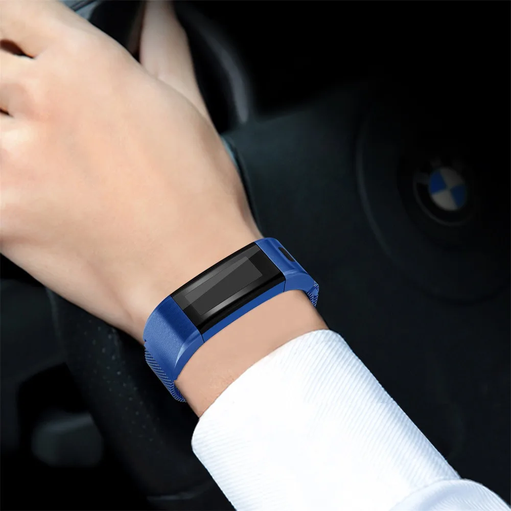 Для часы Garmin vivosmart HR+ Миланская Магнитная Петля из нержавеющей стали Нержавеющая сталь Смотреть Band умные часы с ремнем долговечные аксессуары#810