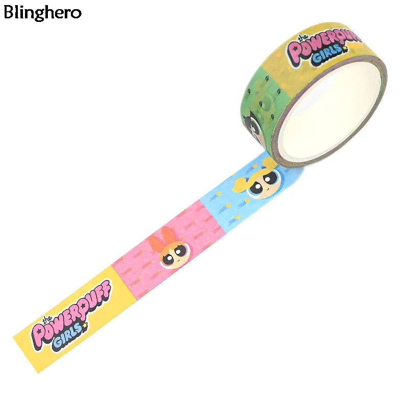Blinghero Powerpuff лента для девочек 15 мм X 5 м мультфильм васи лента маскирующая лента крутая этикетка клейкий стикер ленты модный подарок BH0476