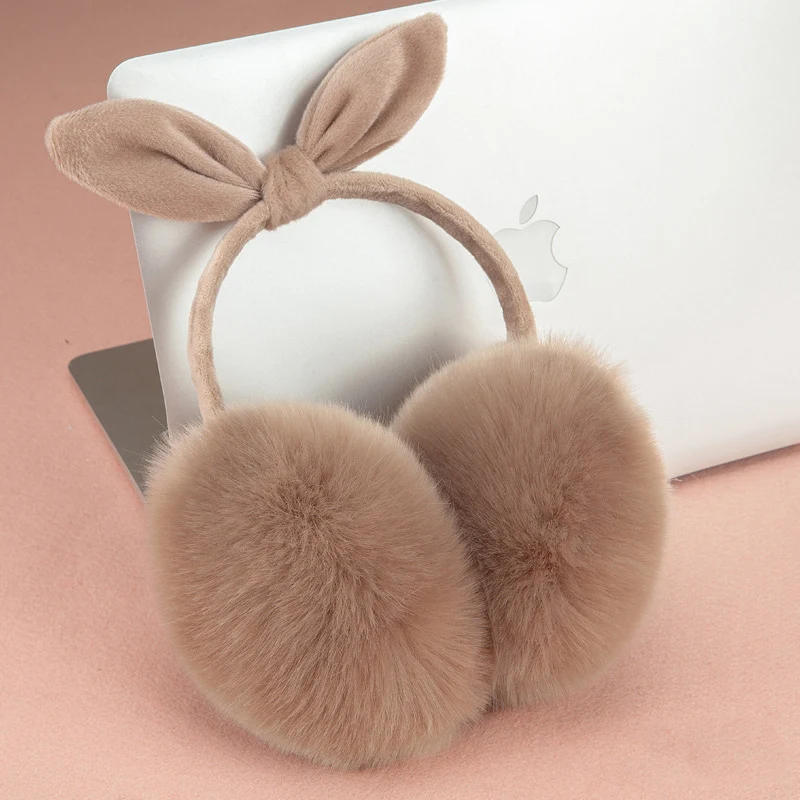 Earmuffs Women Simple Classic Faux Fur Rabbit Cute Sweet Pink Girls Student Harajuku Korean Style All-match Causal Soft Womens