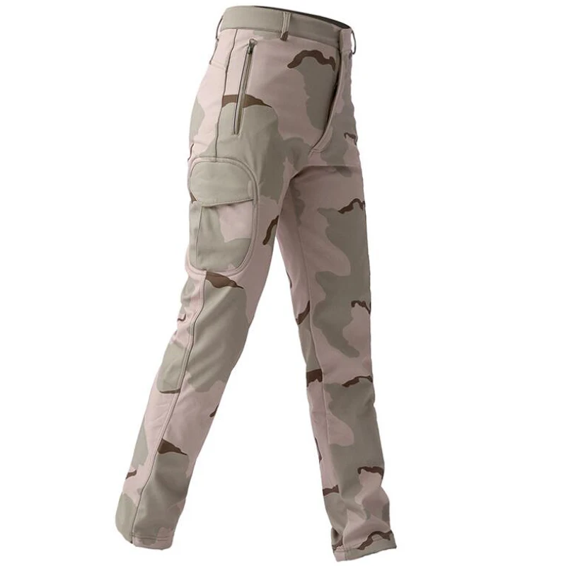 3color desert TAD Акула кожа на открытом воздухе брюки мужские водонепроницаемые камуфляжные карго охотничьи брюки мужские спортивные штаны для бега тактические флисовые брюки - Цвет: 3color desert