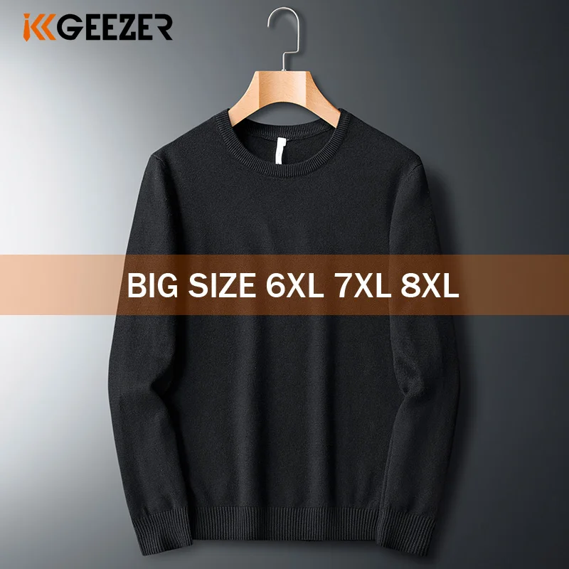 Свитер Мужской трикотажный оверсайз 5XL 6XL 7XL 8XL с круглым вырезом | Мужская одежда