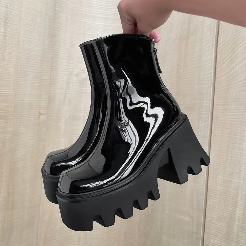 Super High Heel Autumn And Winter Short Boots Children's Platform Thick-soled Chelsea Boots New Height Increase Women's Boots