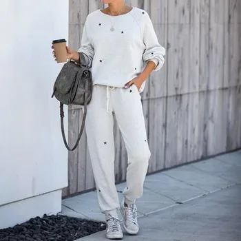 

Two Piece Set Tracksuit Pentagram Print Long Sleeve Tops Pants Sets Leisure Lounge Wear Suit 2Pcs Outfits for Women Sweatsuits
