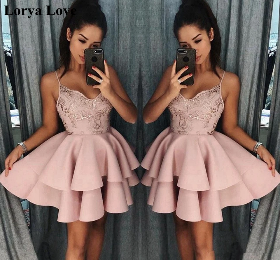 

Pink Graduation Dresses 2020 Formal Party Satin Short Prom Dresses Mini Homecoming Vestidos De Gala Women Cocktail Robe Gowns