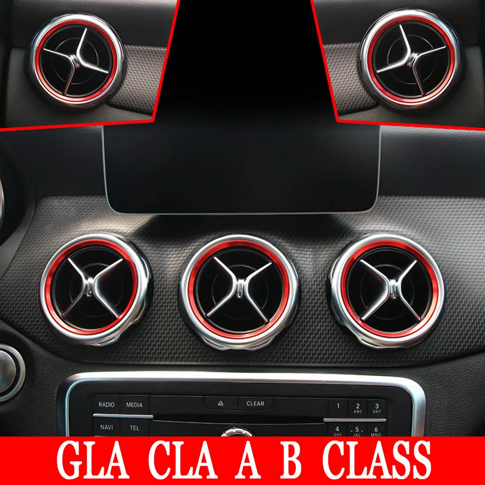 Для Mercedes Benz CLA C117 класс автомобиля кондиционер на выходе отделка кольцо наклейки CLA180 CLA CLA220d CLA250 вентиляционное отверстие украшения крышка - Название цвета: Красный