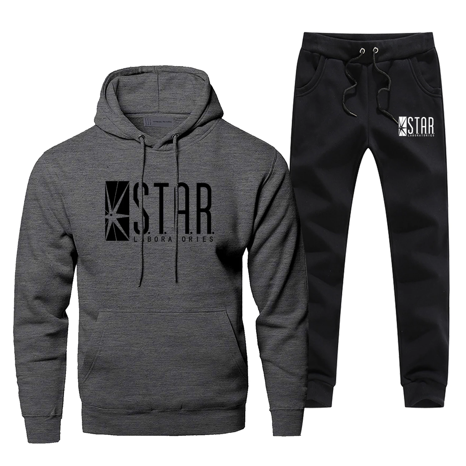 S. T. A. R Star Labs мужская одежда флэш косплей мужской полный костюм спортивный костюм Мода ТВ шоу Фитнес тренировочные брюки бодиутеплитель Мужской комплект - Цвет: Dark Gray 1