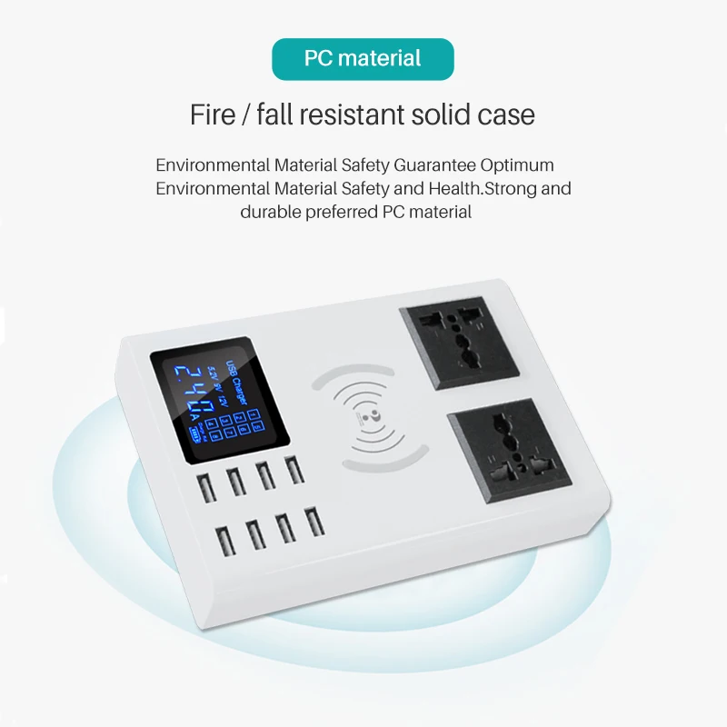 Factory Price Wireless 8 port Smart Mobile Phone Charger for Xiaomi Samsung s10 iphone X 7 Huawei Universal Power Socket Adapter