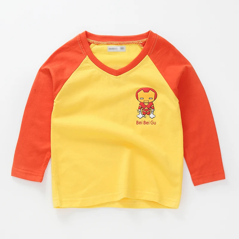 Новые хлопковые футболки для мальчиков и девочек «Мститель», «Железный человек», «Капитан Америка» Детские футболки с длинными рукавами, футболка с рисунком детские топы, одежда