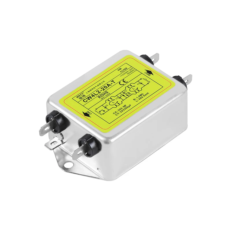 Однофазный фильтр EMI 220 В с усиленным двухполюсным 2 контактами CW4EL2-3A/6A/10A/20A/30A-T - Объем: 20A