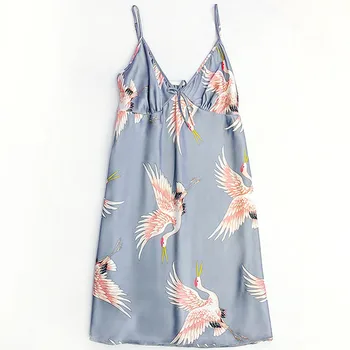 

Faux Silk Printed Women's Nightgowns Sexy Slips Sleeveless Nightdress Sleepwear Female Lingerie Nightie Summer Sleepshirts Hot