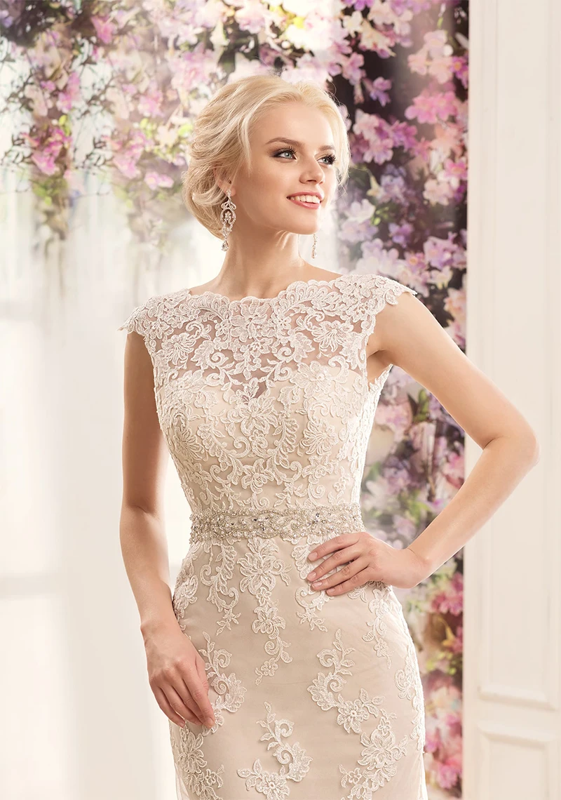Великолепные Свадебные платья Vestido De Noiva с бантом сзади кепки рукава Кружева Тюль свадебное платье в стиле "Русалка" с бисером пояса